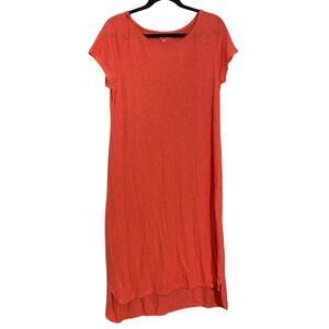 Eileen Fisher Pink Organic‎ Cotton Hemp Short Sleeve Midi Dress Size M Casual